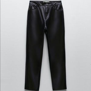ZARA Leather Mom Fit Pants Faux